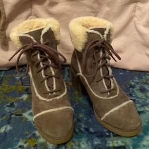 Shearling Ugg Heeled Snow Boots